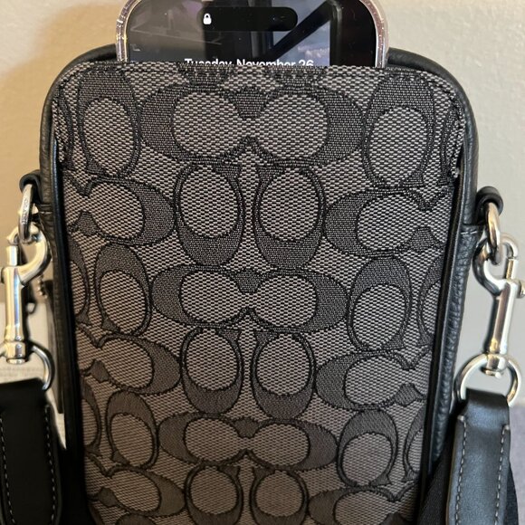 NWT Coach Outlet | Stanton Crossbody Bag | Black Jacquard - Picture 2 of 7